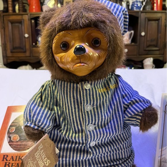 Robert Raikes Bear Toys Benjamin 5456 Wooden Face Vintage Collectable Rare 985 Original